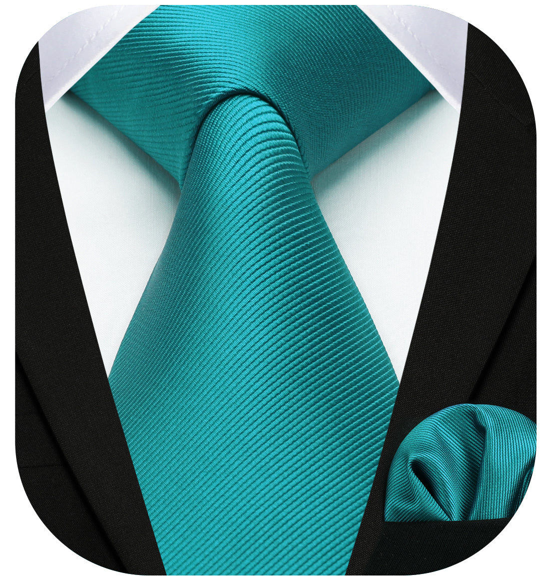 Solid 3.35 inch Tie Handkerchief Set - A-TEAL