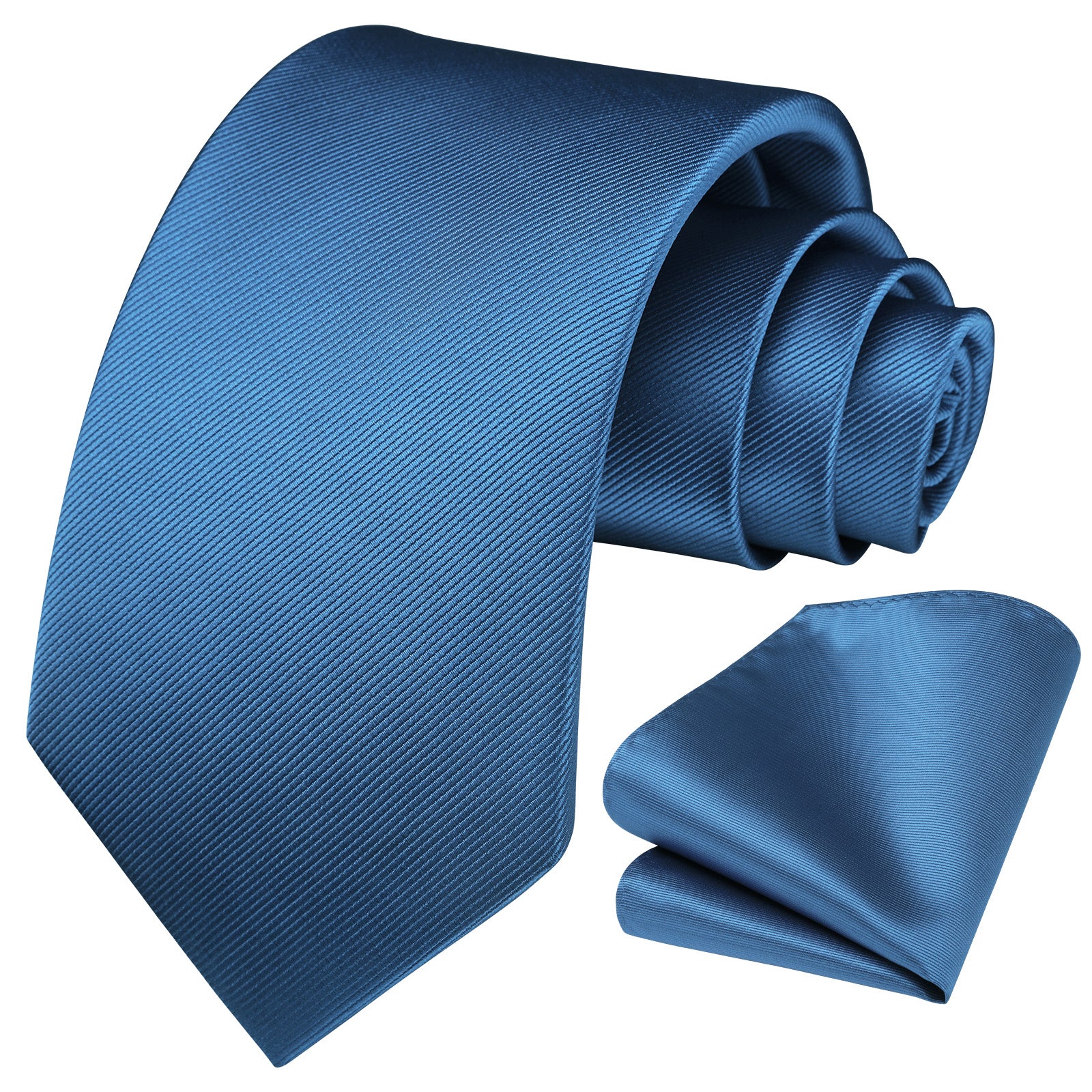 Solid 3.35 inch Tie Handkerchief Set - C-BLUE DUSTY