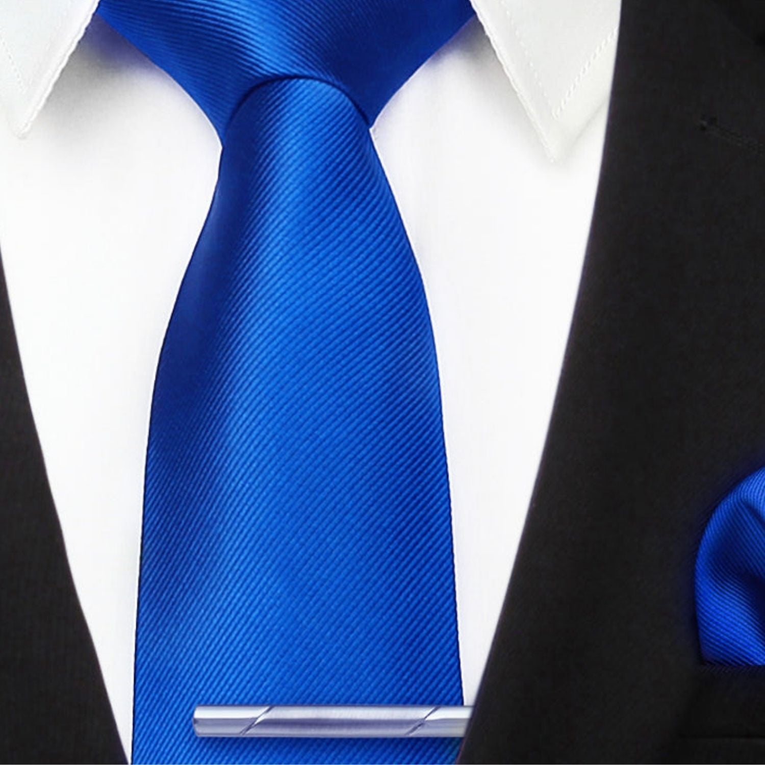 Solid Tie Handkerchief Cufflinks - J- ROYAL BLUE