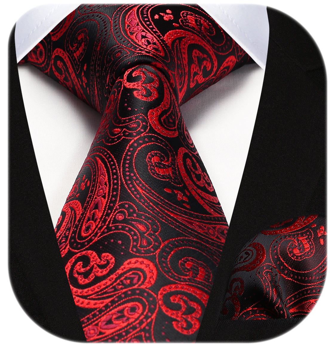 Paisley Tie Handkerchief Set - A5-BURGUNDY2