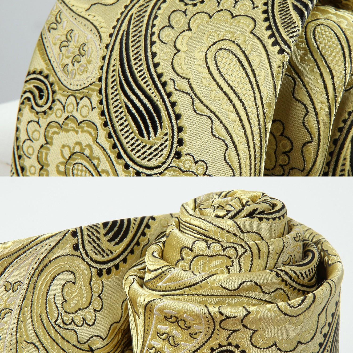 Paisley Tie Handkerchief Set - YELLOW/BLACK
