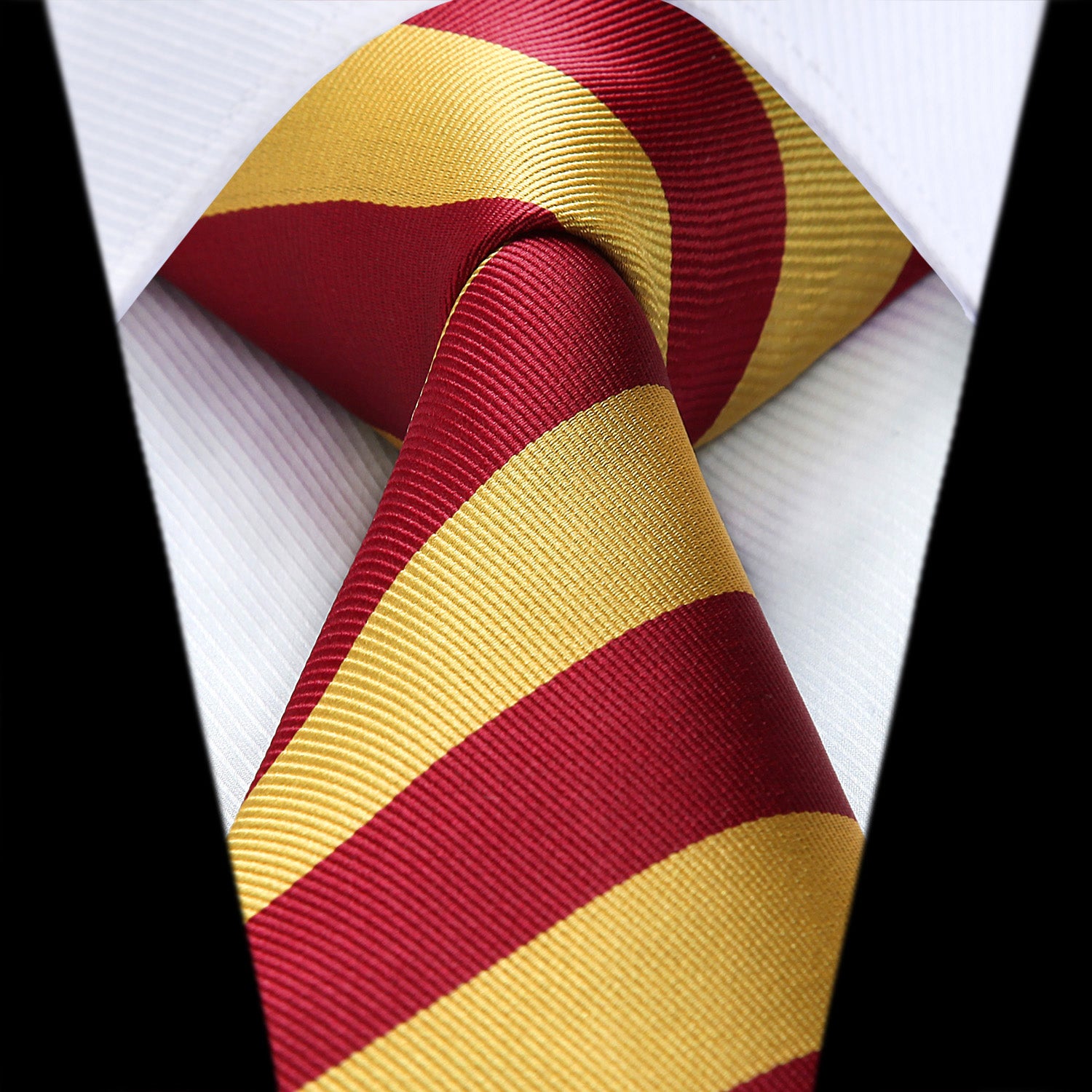 Stripe Tie Handkerchief Set - 09-GOLD/RED