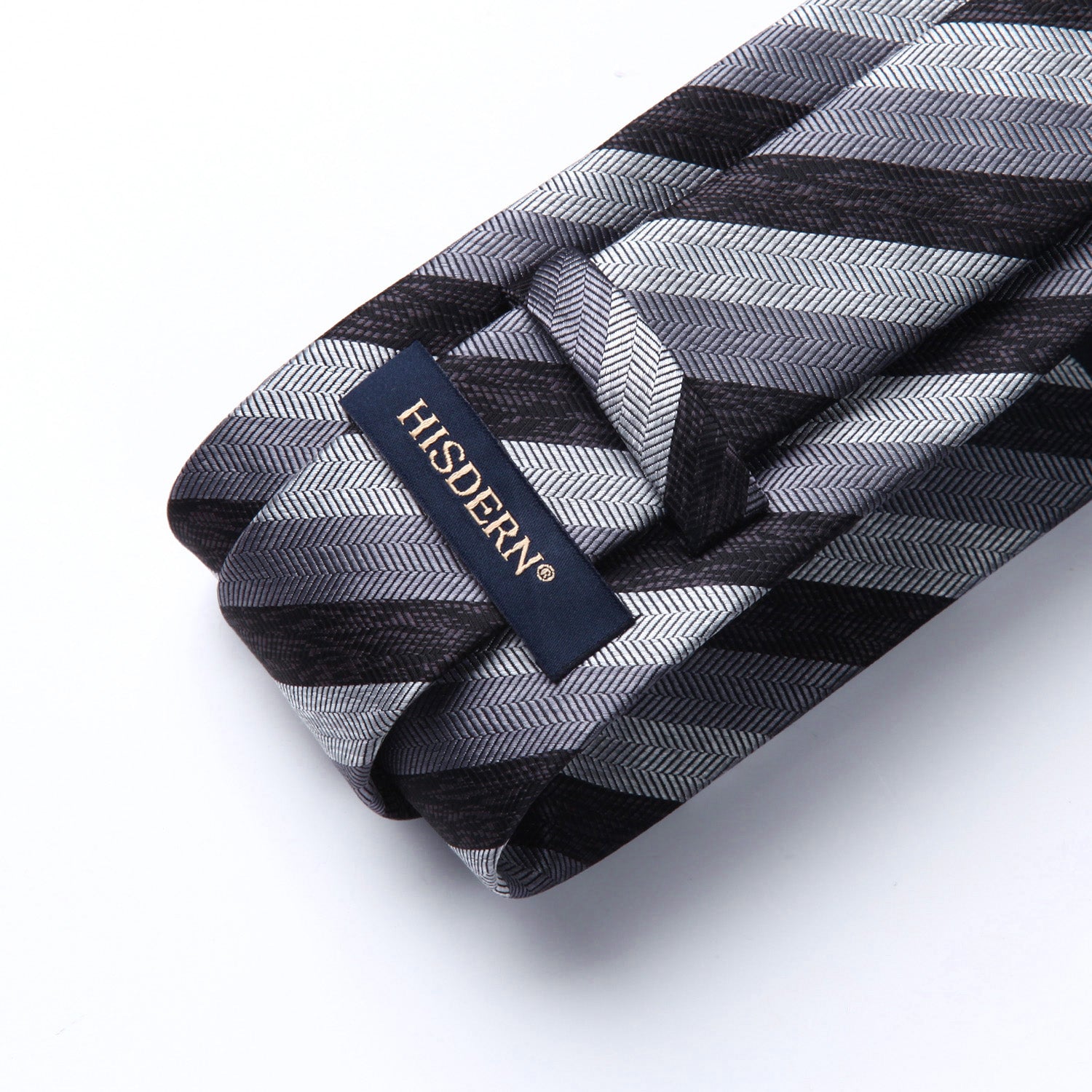Stripe Tie Handkerchief Set - A-CHARCOAL/GRAY