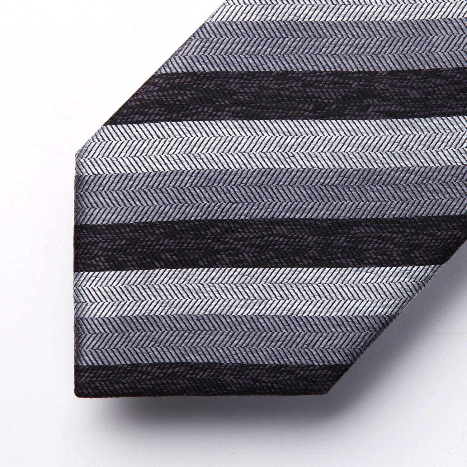 Stripe Tie Handkerchief Set - A-CHARCOAL/GRAY