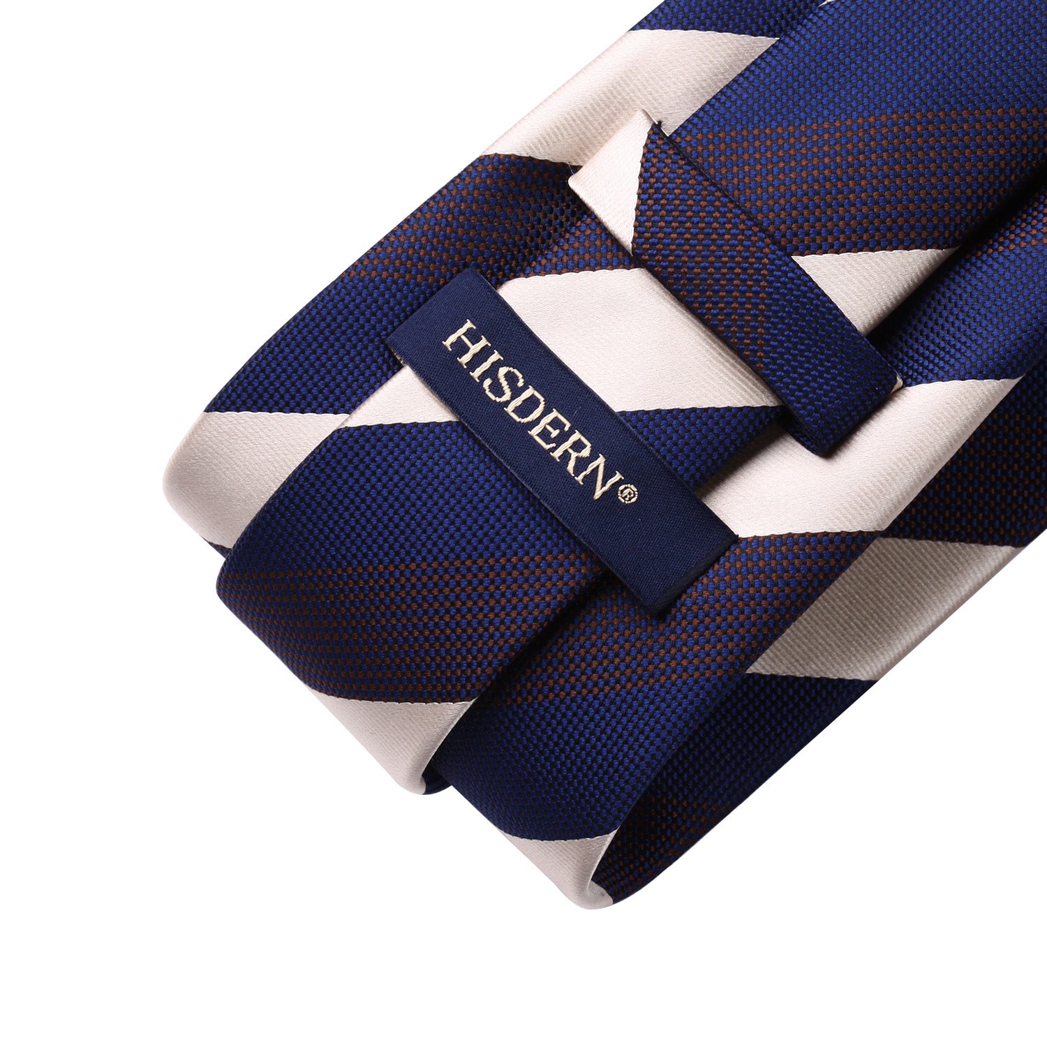 Stripe Tie Handkerchief Set - 06-WHEAT/NAVY BLUE