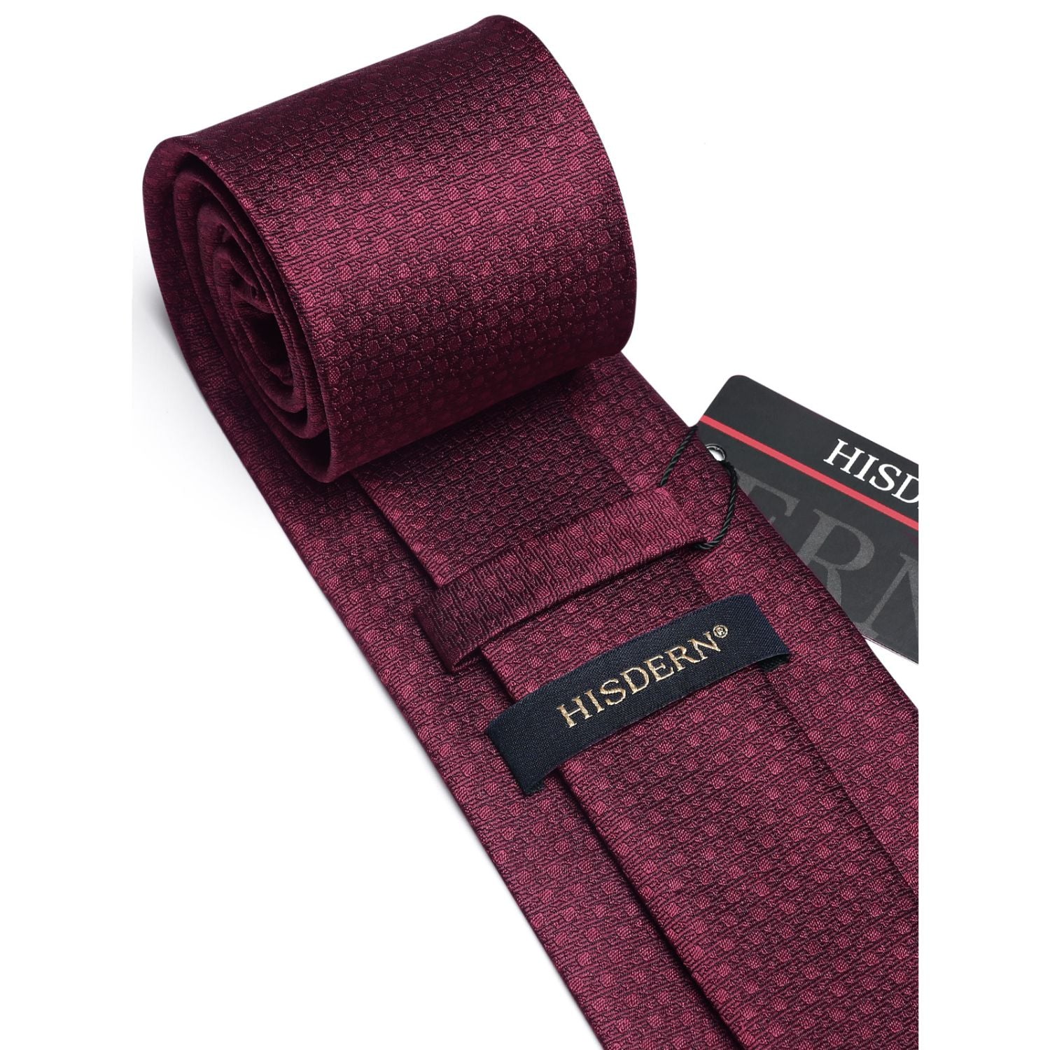 Houndstooth Tie Handkerchief Set - Z-MAROON