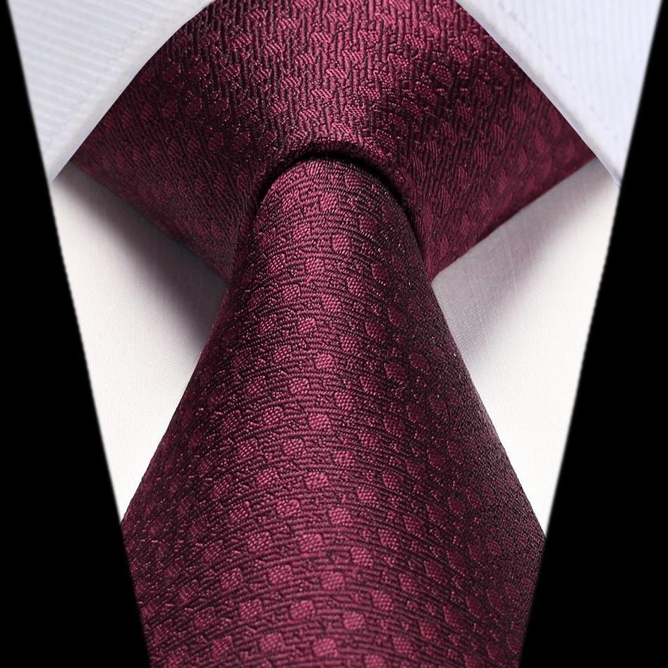 Houndstooth Tie Handkerchief Set - Z-MAROON