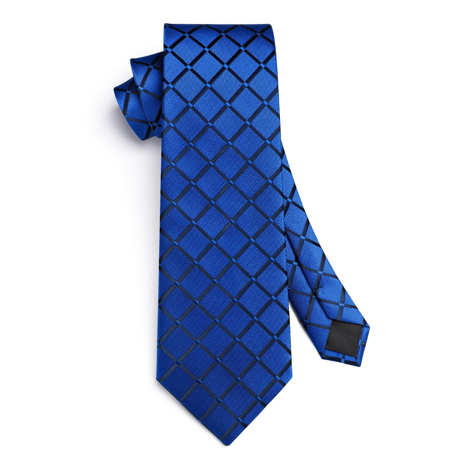 Plaid Tie Handkerchief Set - A6-ROYAL BLUE