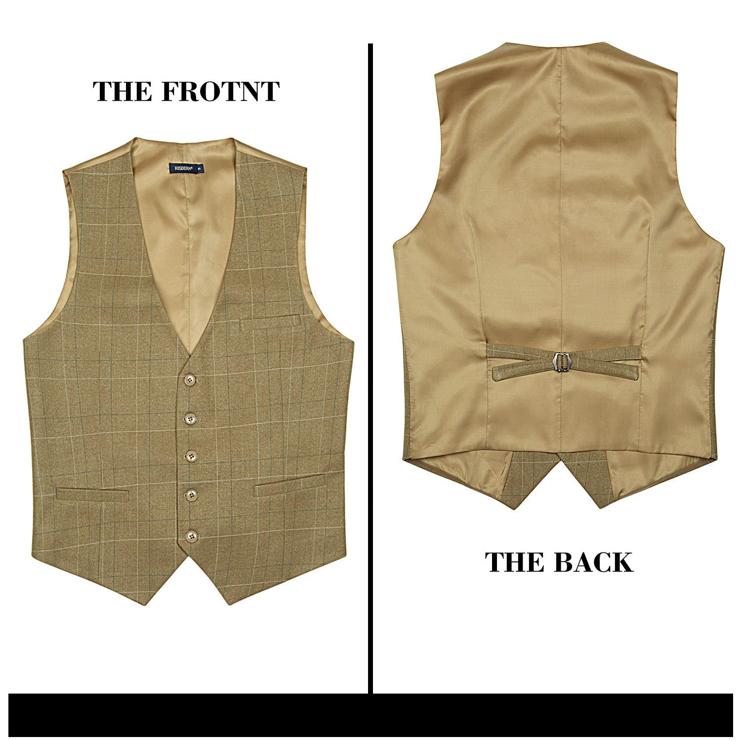 Plaid Slim Vest - A-KHAKI