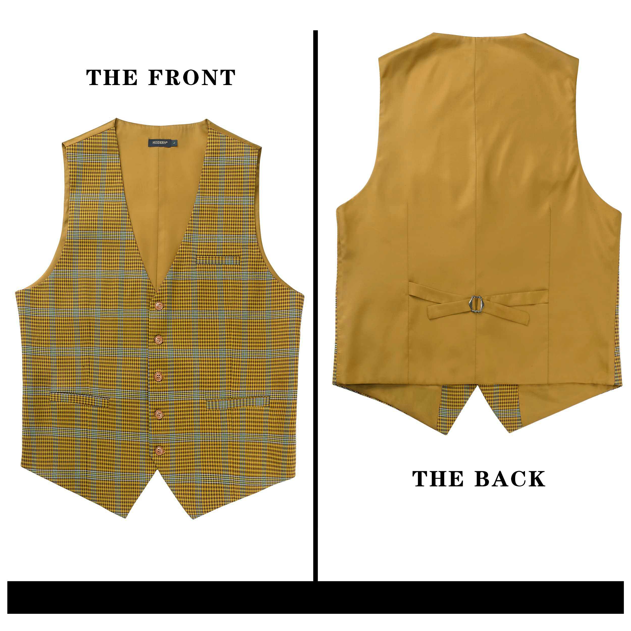 Plaid Slim Vest - A9-YELLOW