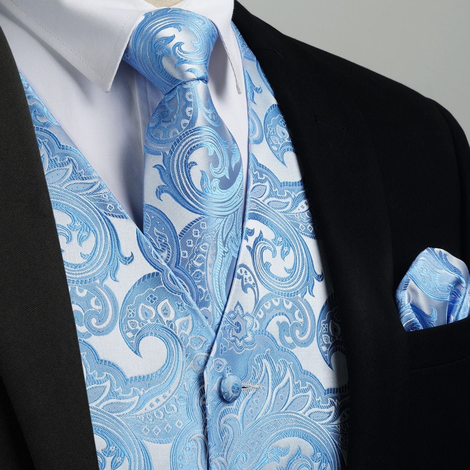 Paisley 4pc Suit Vest Set - BLUE