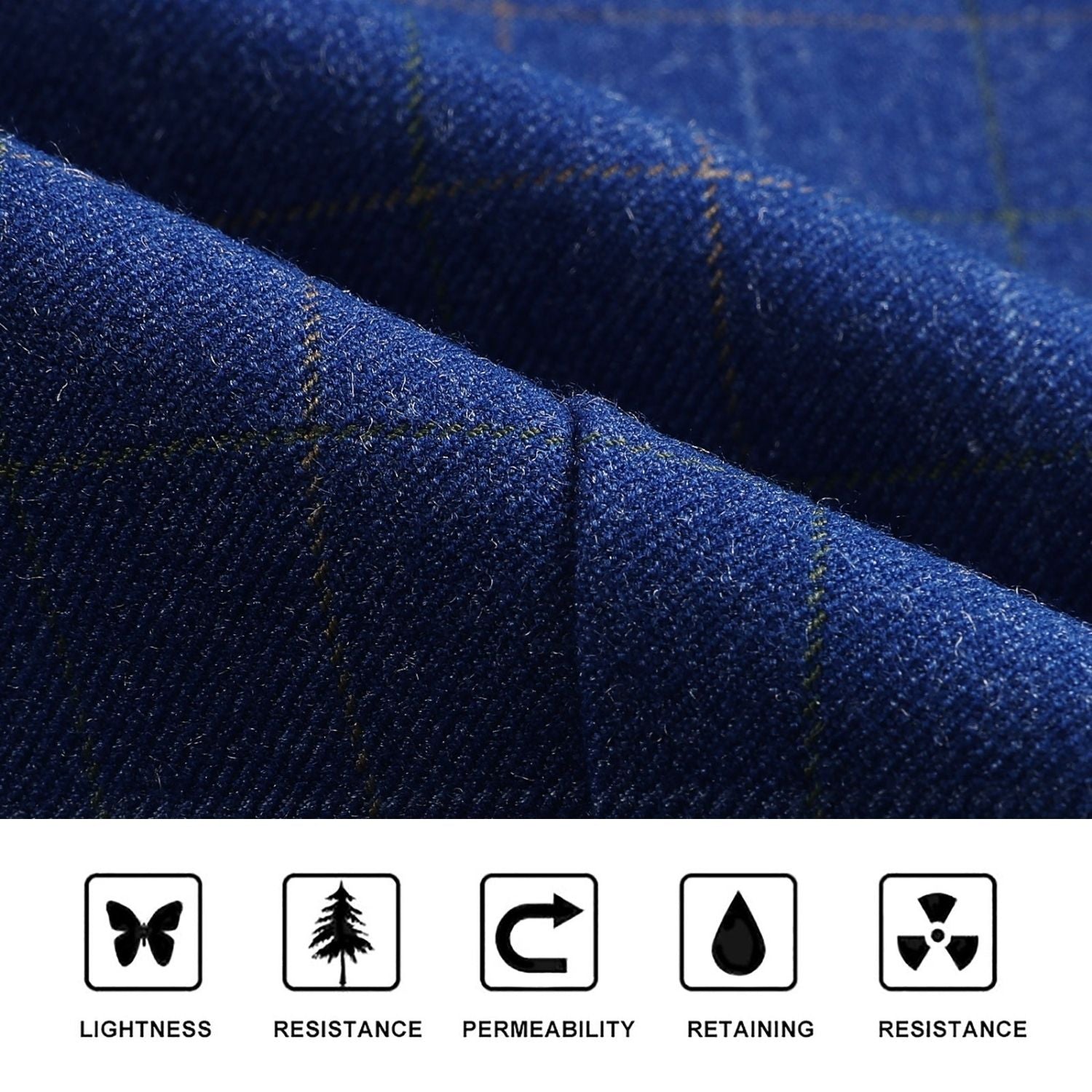 Plaid Slim Vest - A-ROYAL BLUE