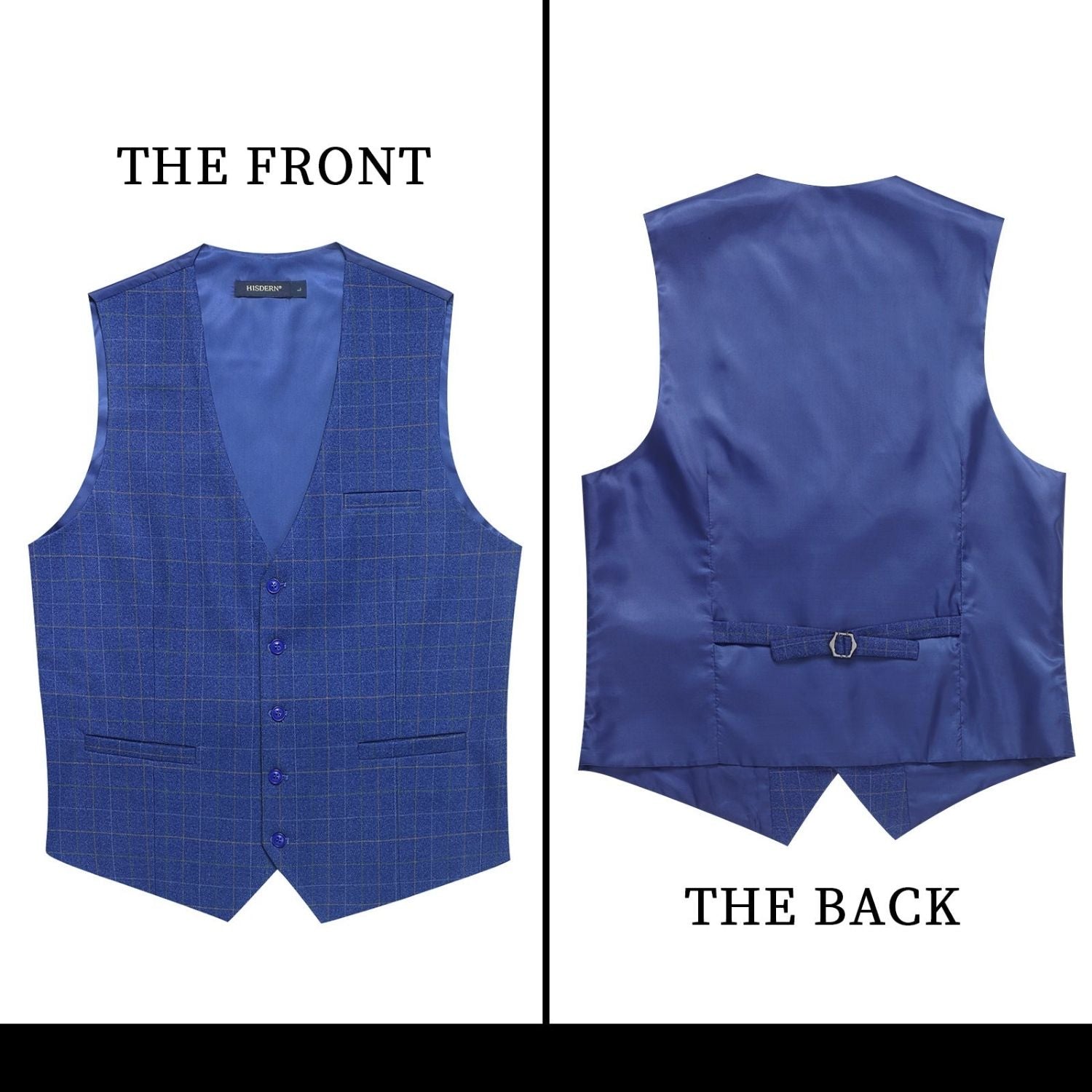 Plaid Slim Vest - A-ROYAL BLUE