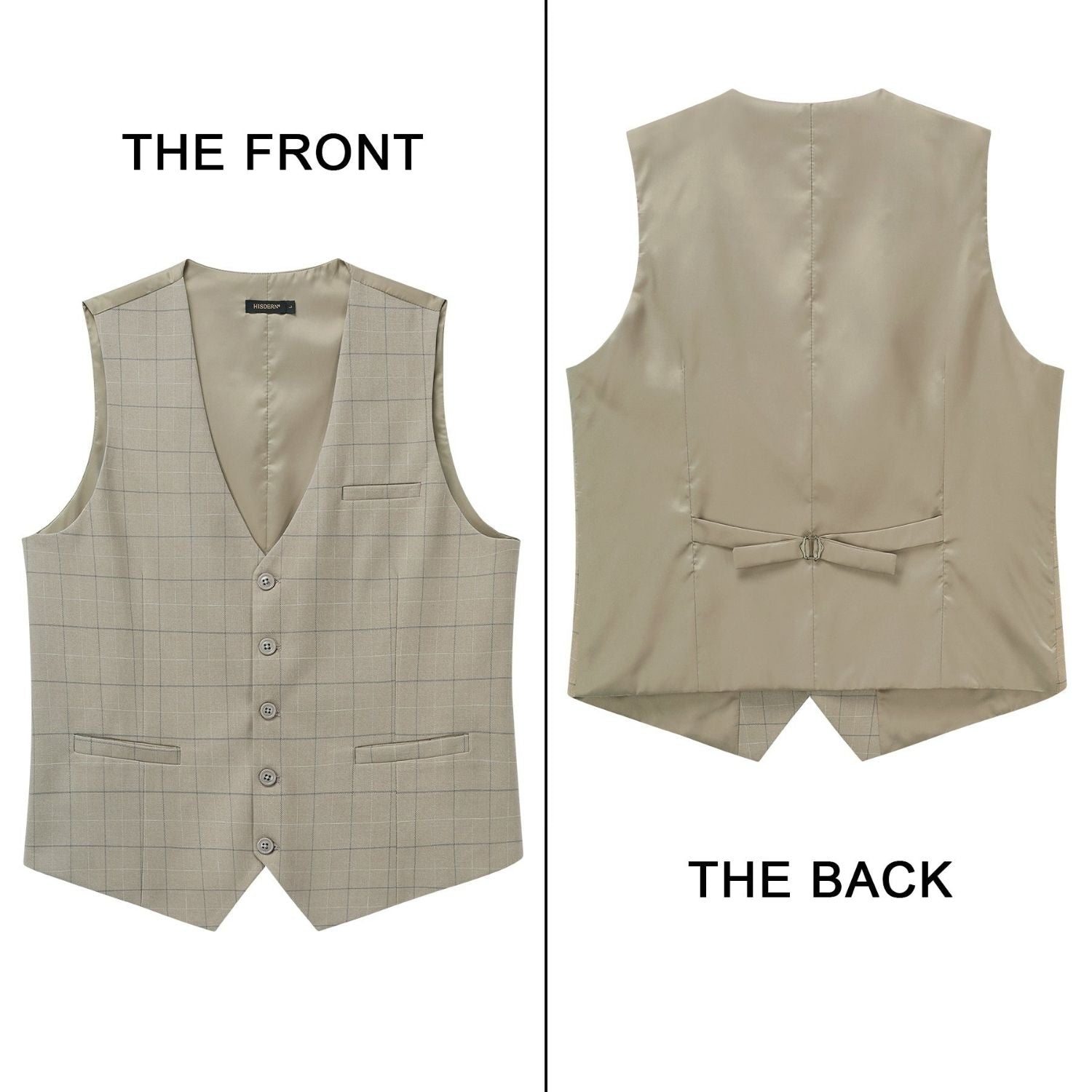 Plaid Slim Vest - A-BEIGE