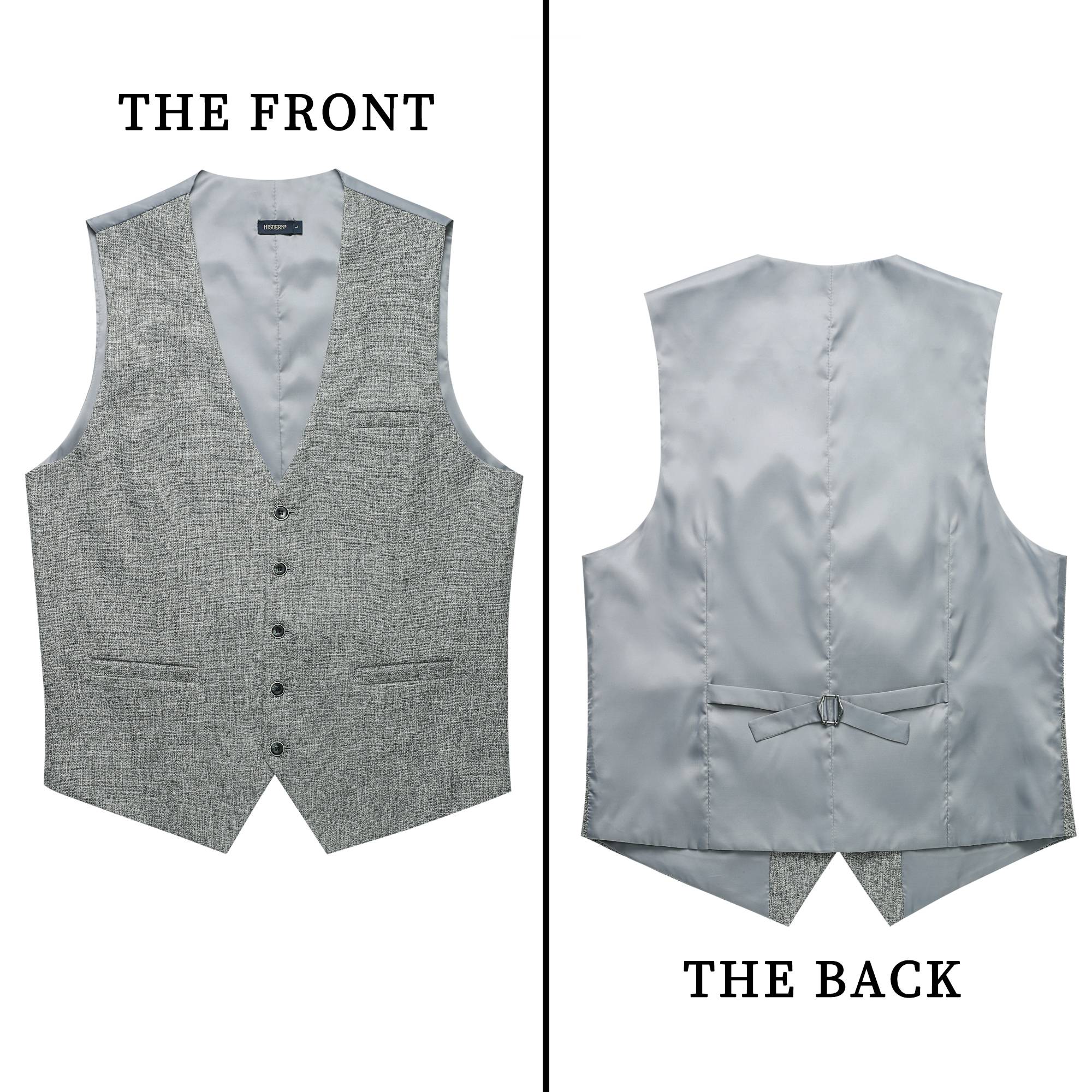Plaid Slim Vest - A5-LIGHT GREY