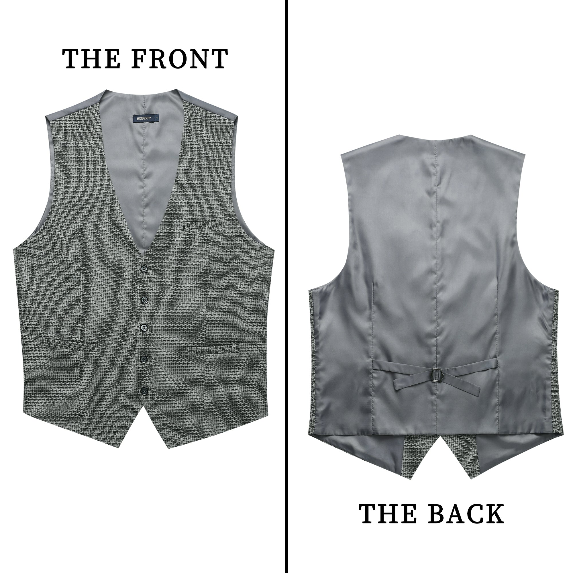 Plaid Slim Vest - B5-GREY