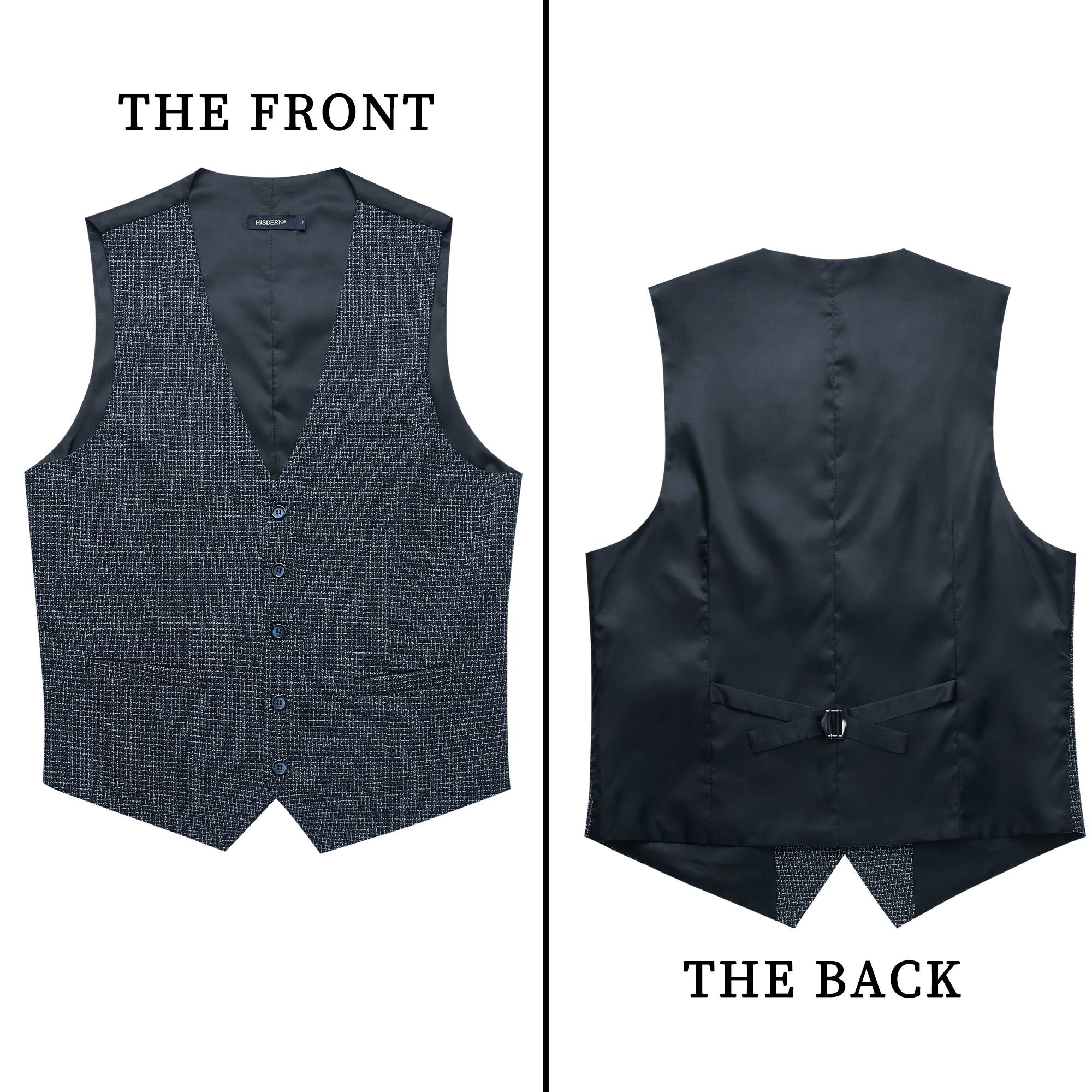Plaid Slim Vest - B7-NAVY BLUE