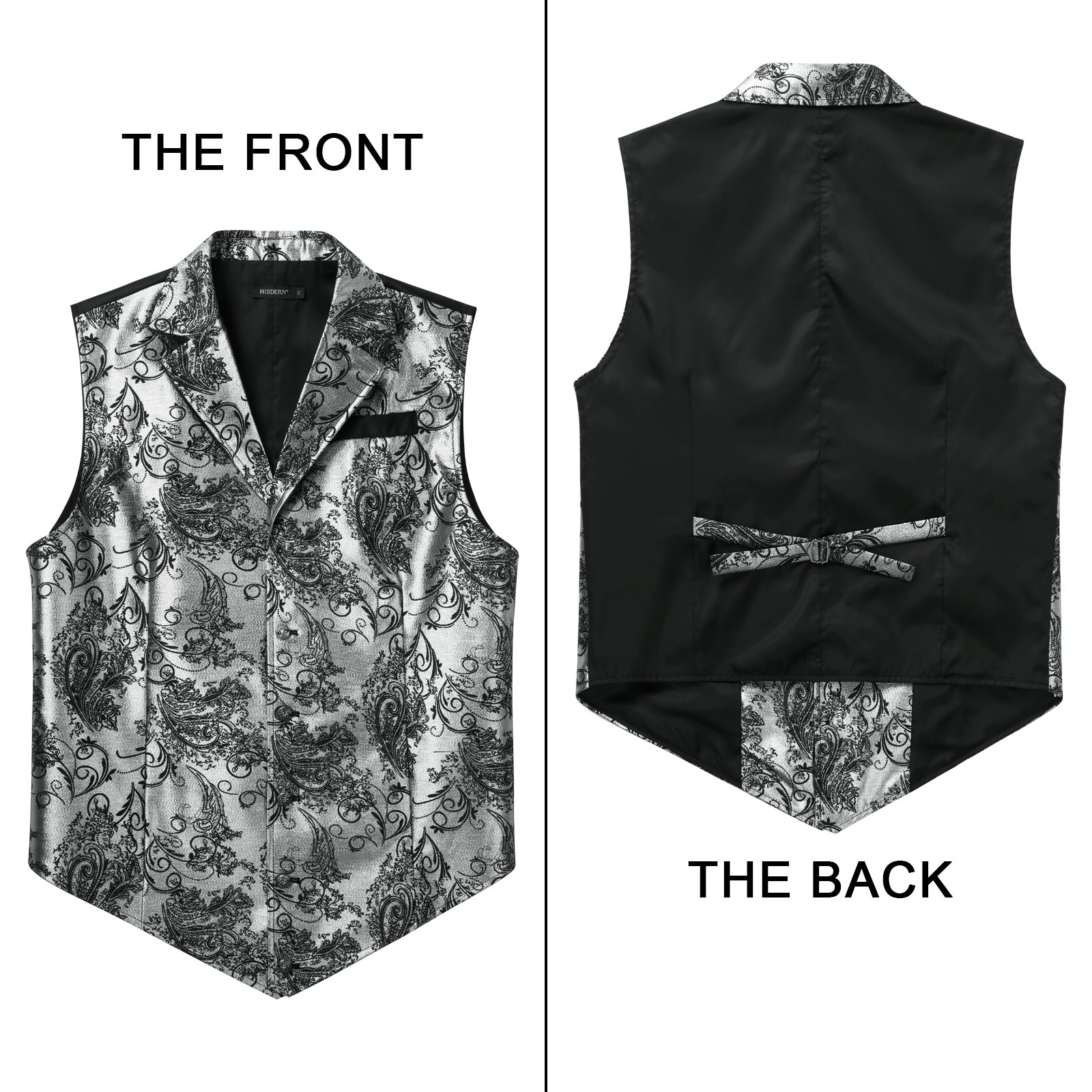 Gothic Lapel Vest for Men - SILVER/BLACK-6