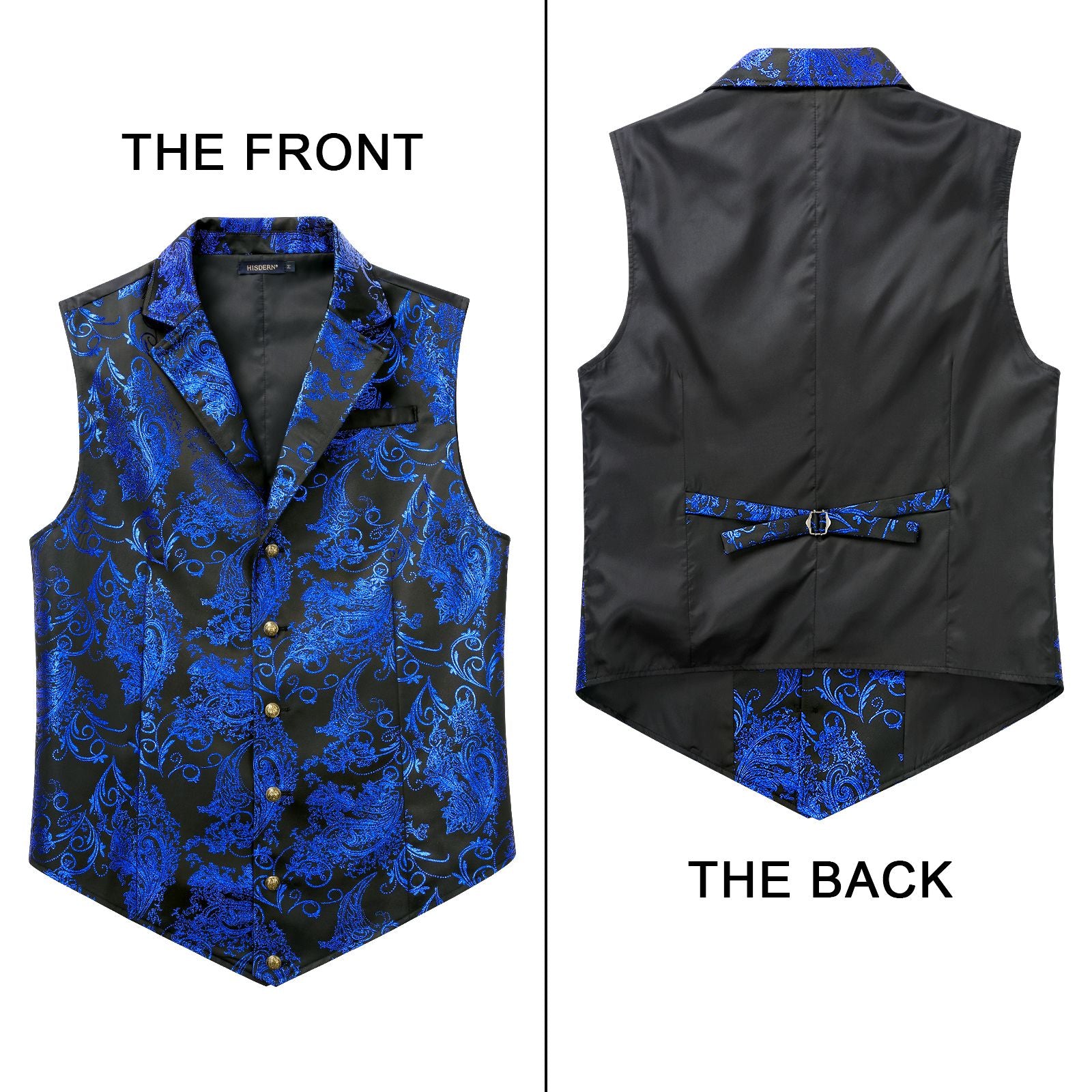 Gothic Lapel Vest for Men - BLACK/BLUE-3