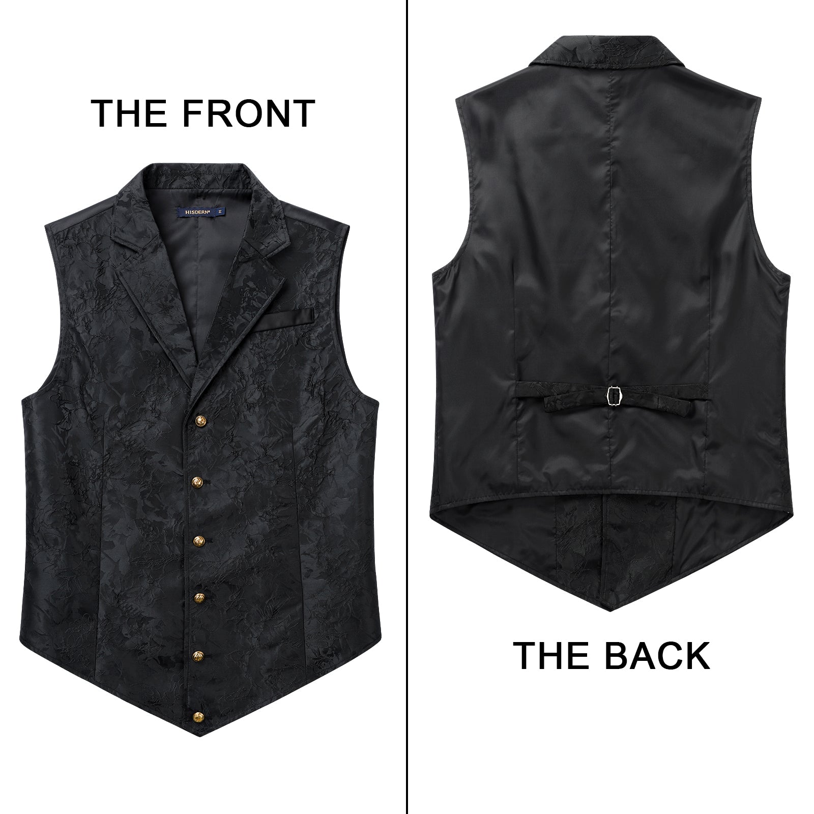 Gothic Lapel Vest for Men - BLACK-7