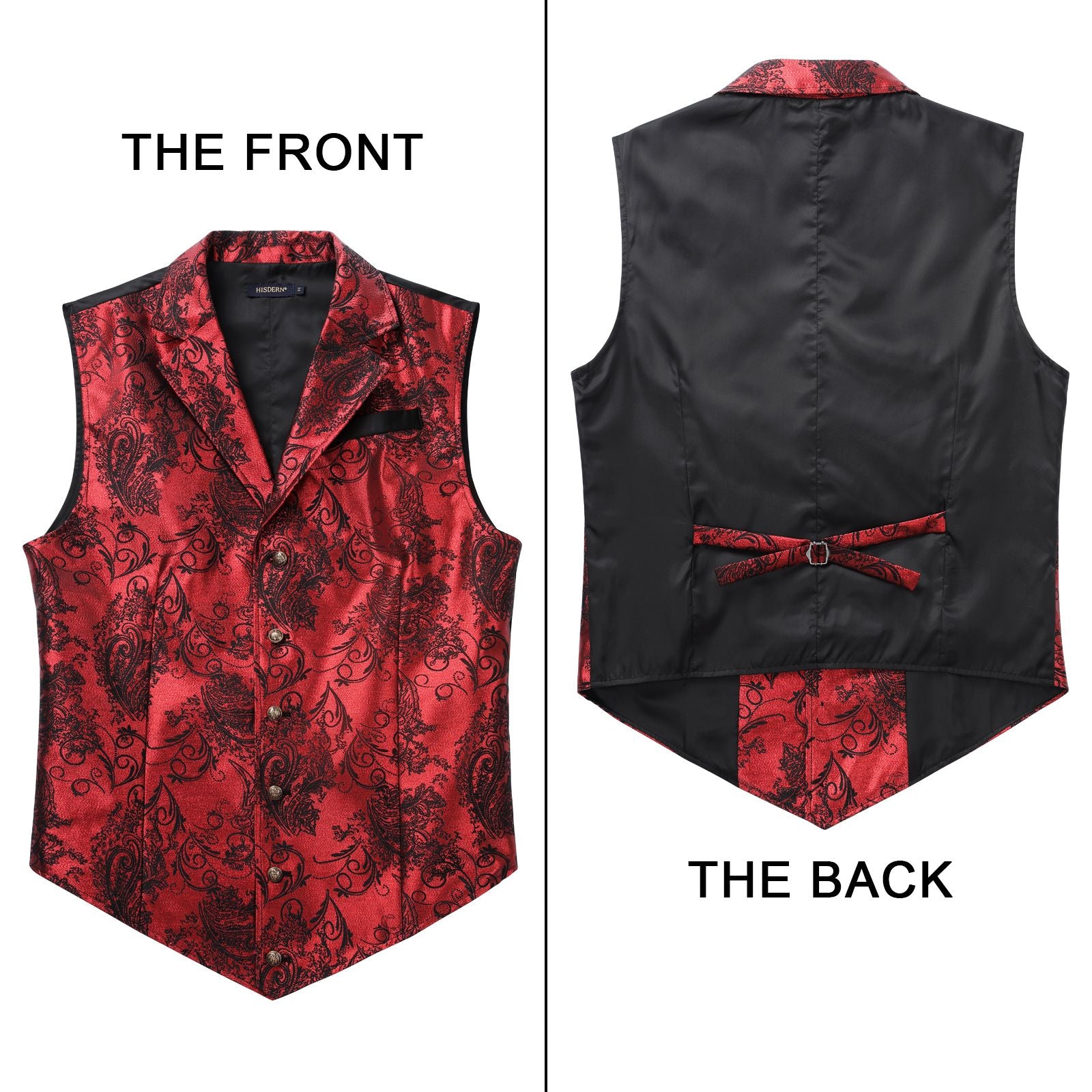 Gothic Lapel Vest for Men - RED/BLACK-5