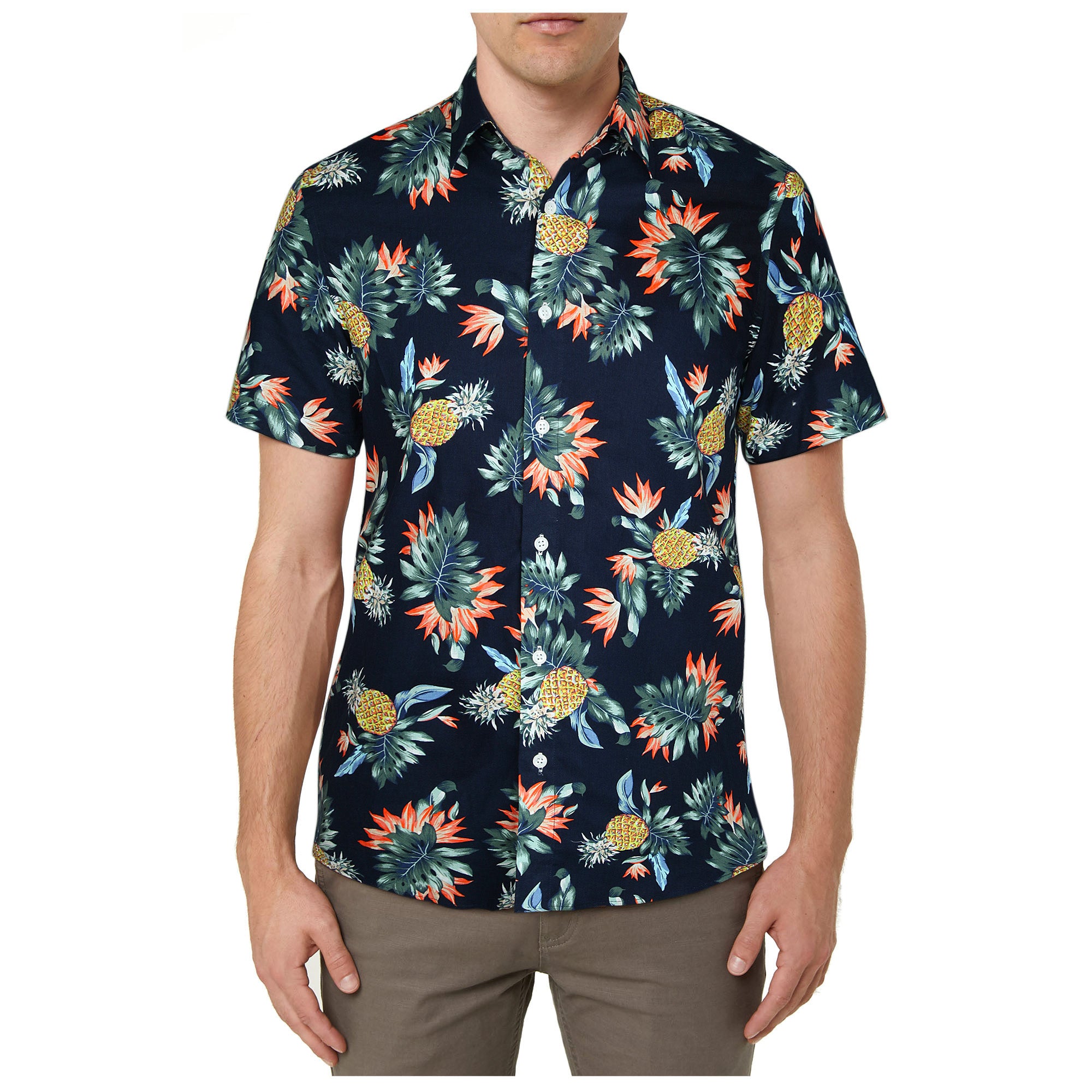Funky Hawaiian Shirts with Pocket - NAVY BLUE