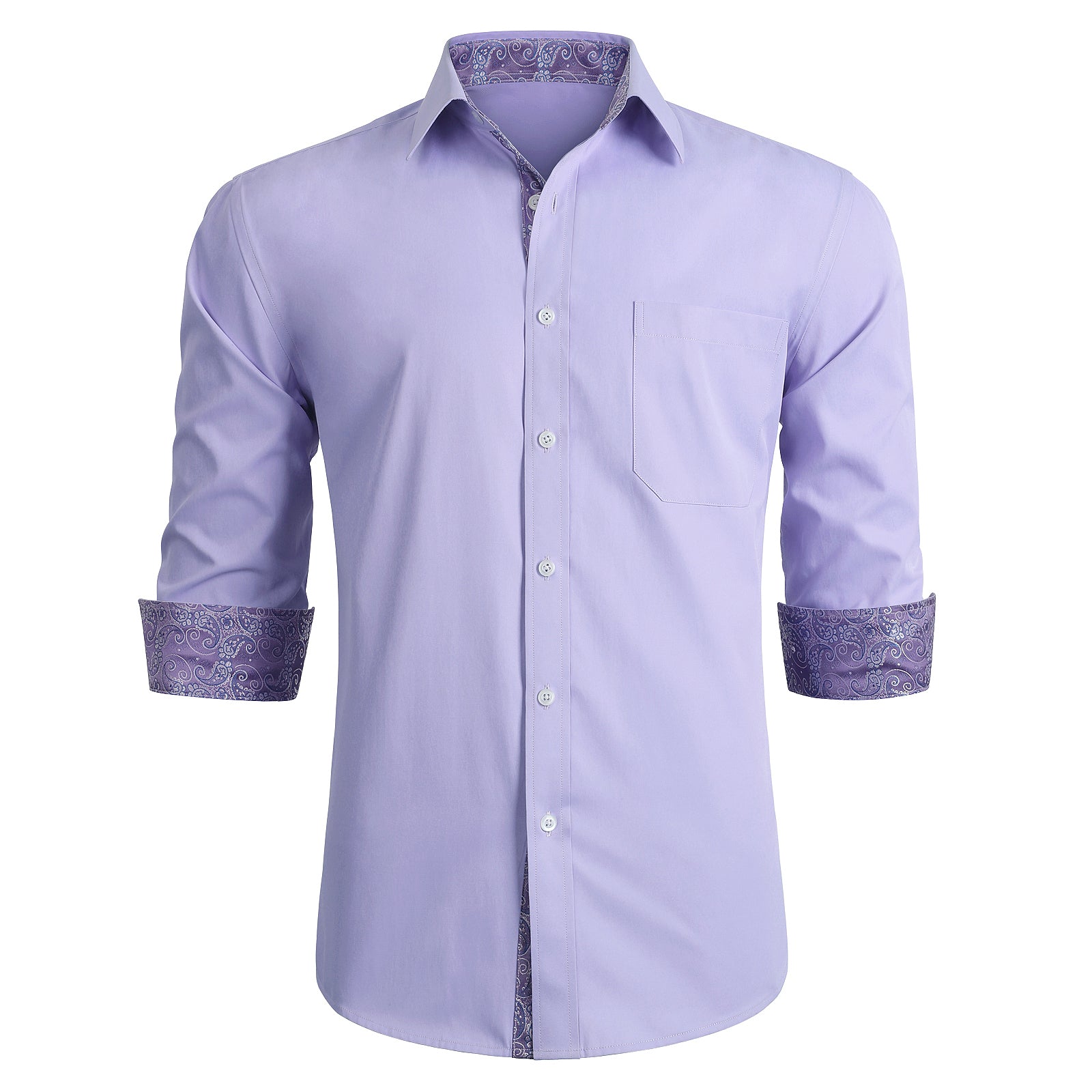 Casual Formal Shirt with Pocket - PURPLE