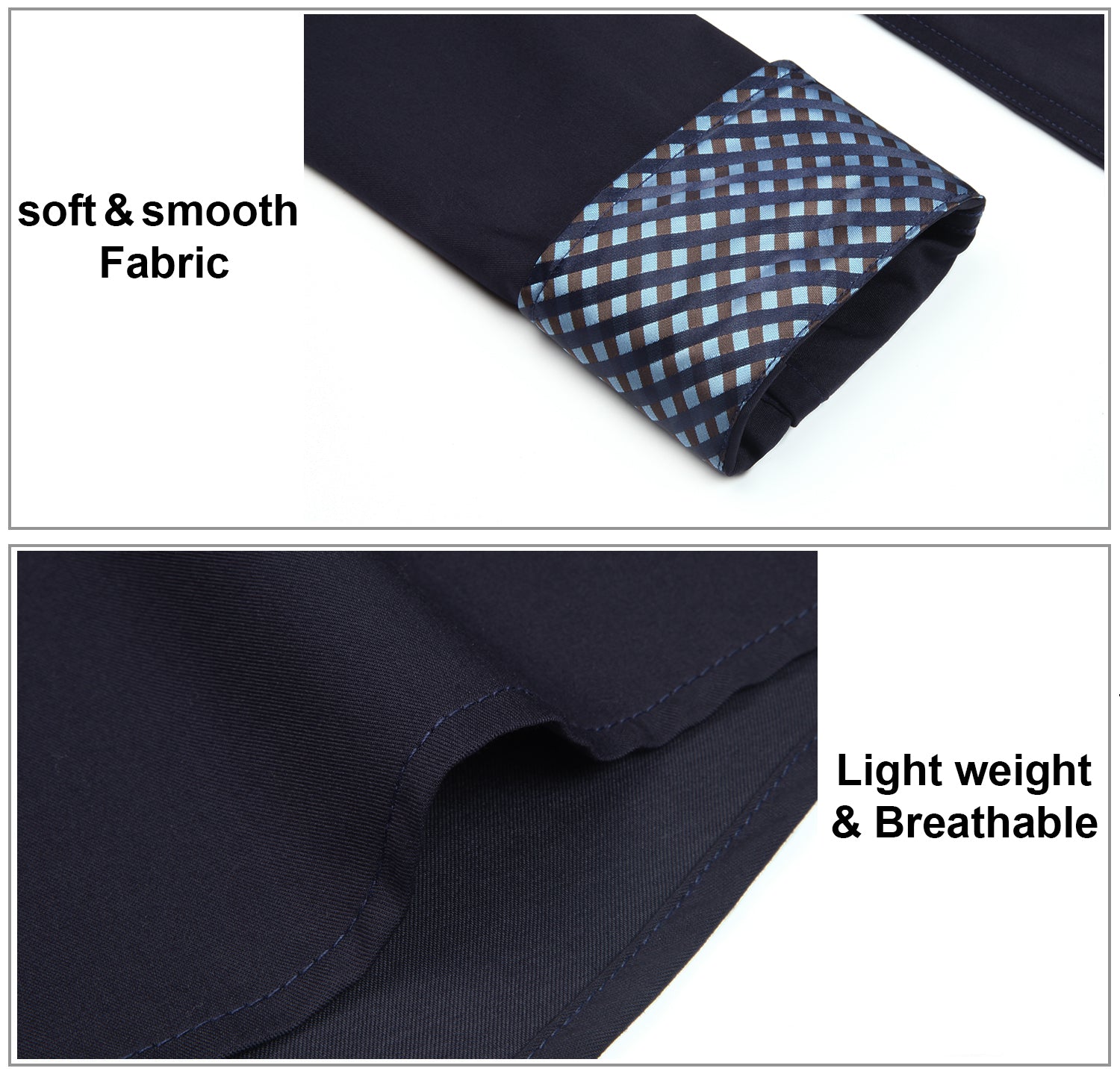 Casual Formal Shirt with Pocket - NAVY BLUE/BLUE