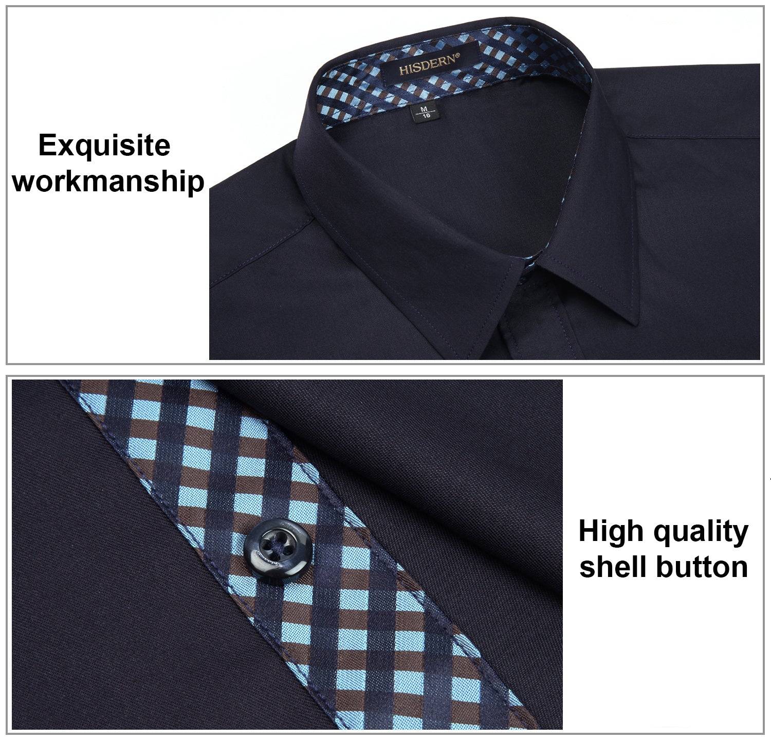 Casual Formal Shirt with Pocket - NAVY BLUE/BLUE