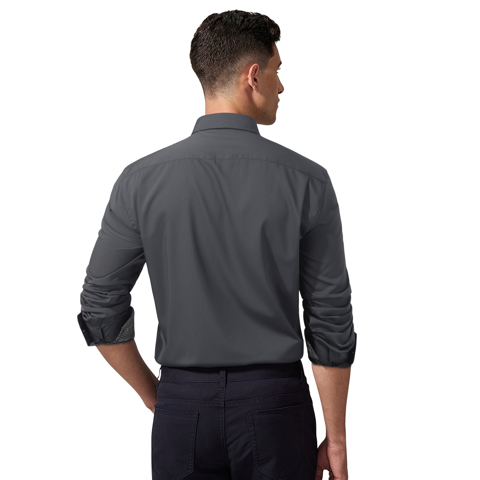 Casual Formal Shirt with Pocket - C-GREY1