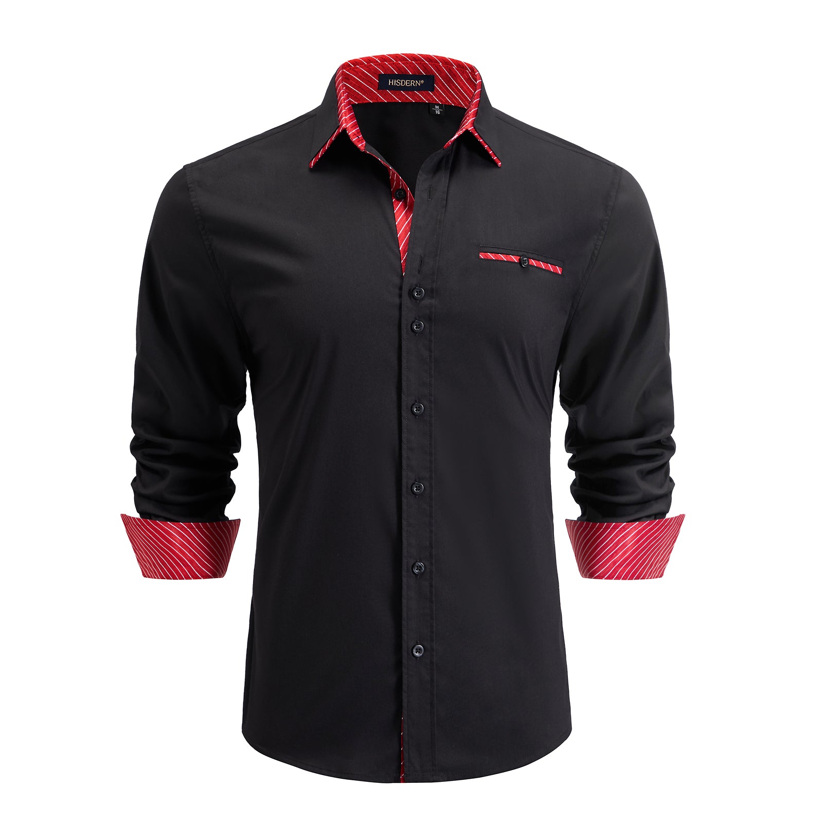 Casual Formal Shirt with Pocket - A-06 BLACK/RED