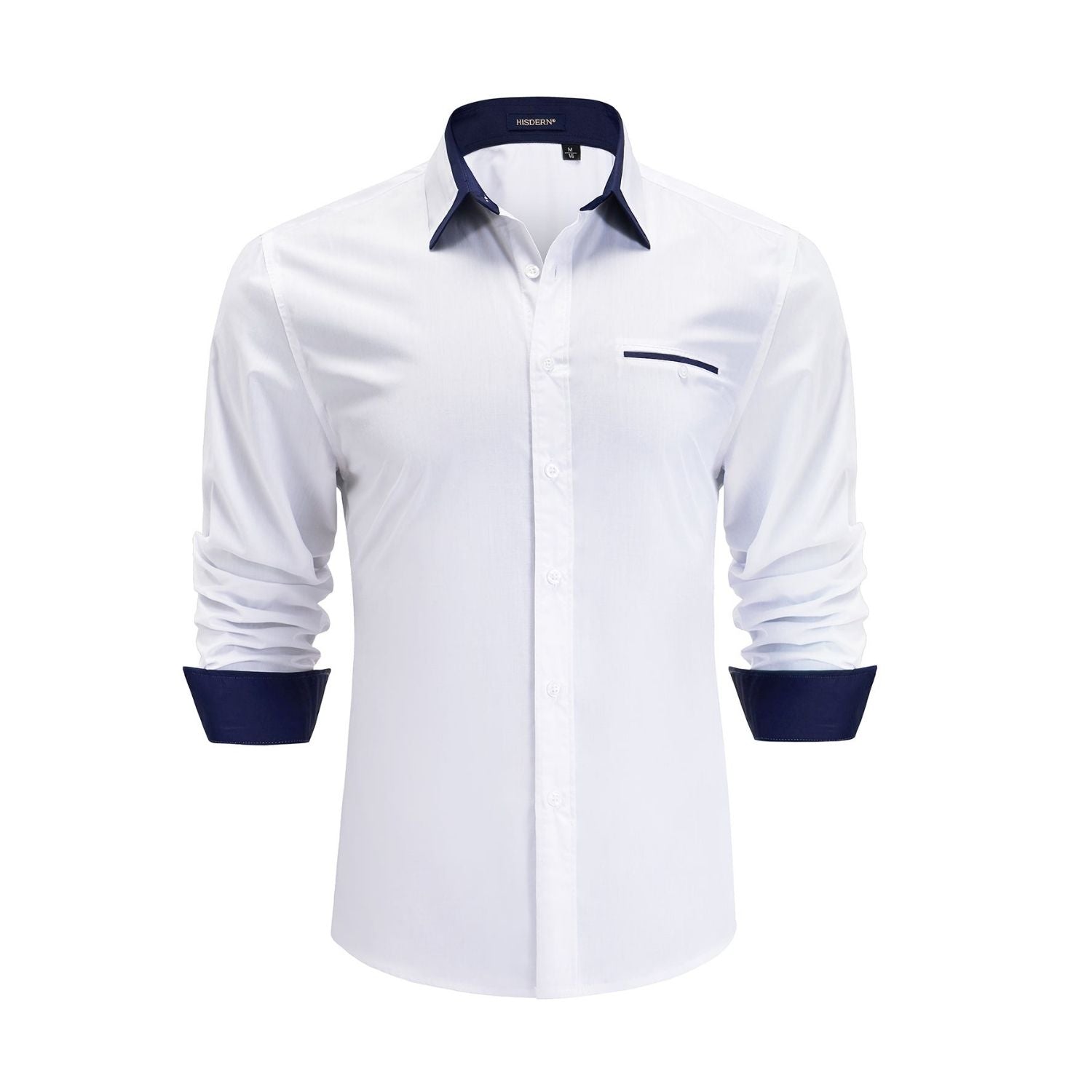 Casual Formal Shirt with Pocket - WHITE/BLACK
