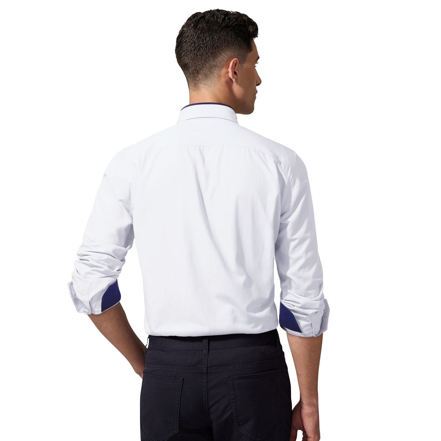 Casual Formal Shirt with Pocket - WHITE/BLACK
