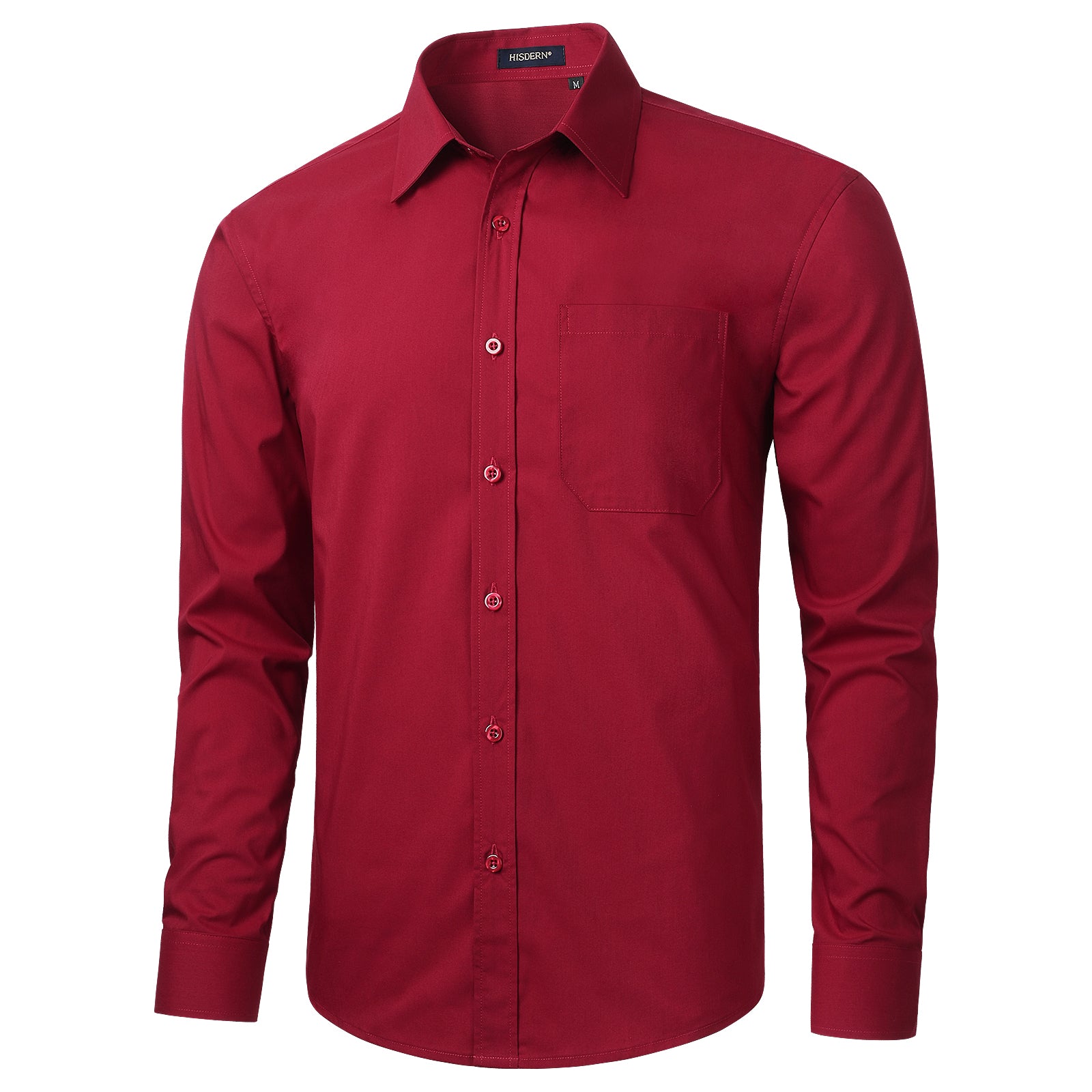 Casual Formal Shirt with Pocket - BURGUNDY