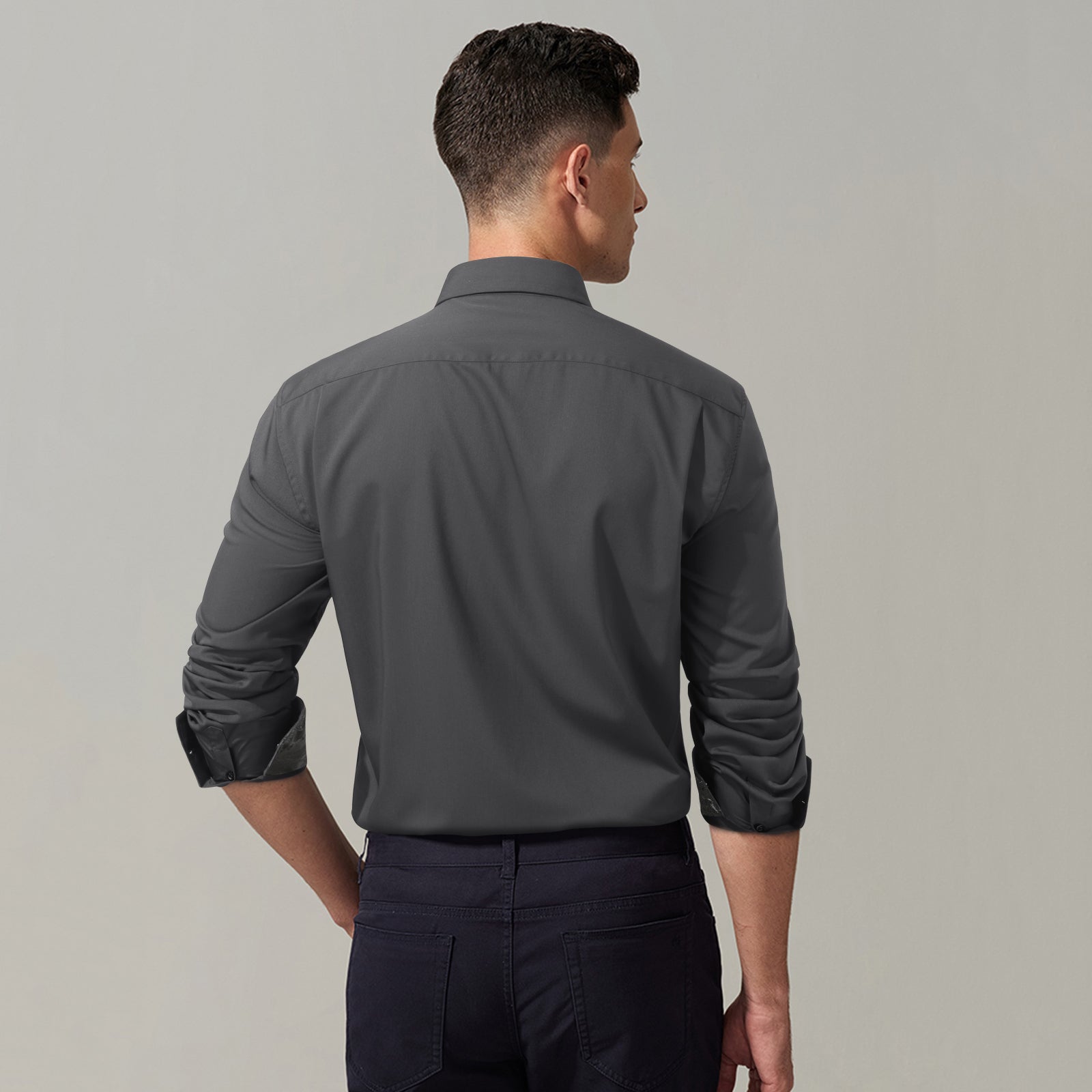 Casual Formal Shirt with Pocket - 18-GREY/PAISLEY