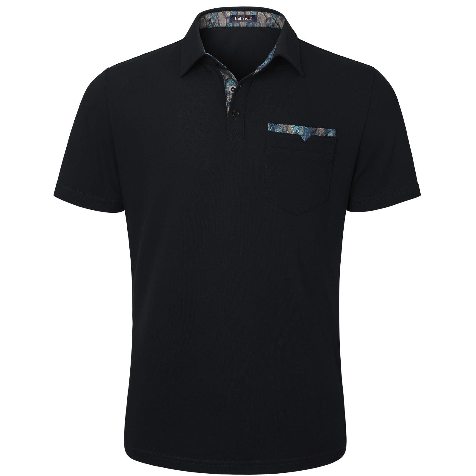 Polo Shirts Short Sleeve with Pocket - F-BLACK-PAISLEY