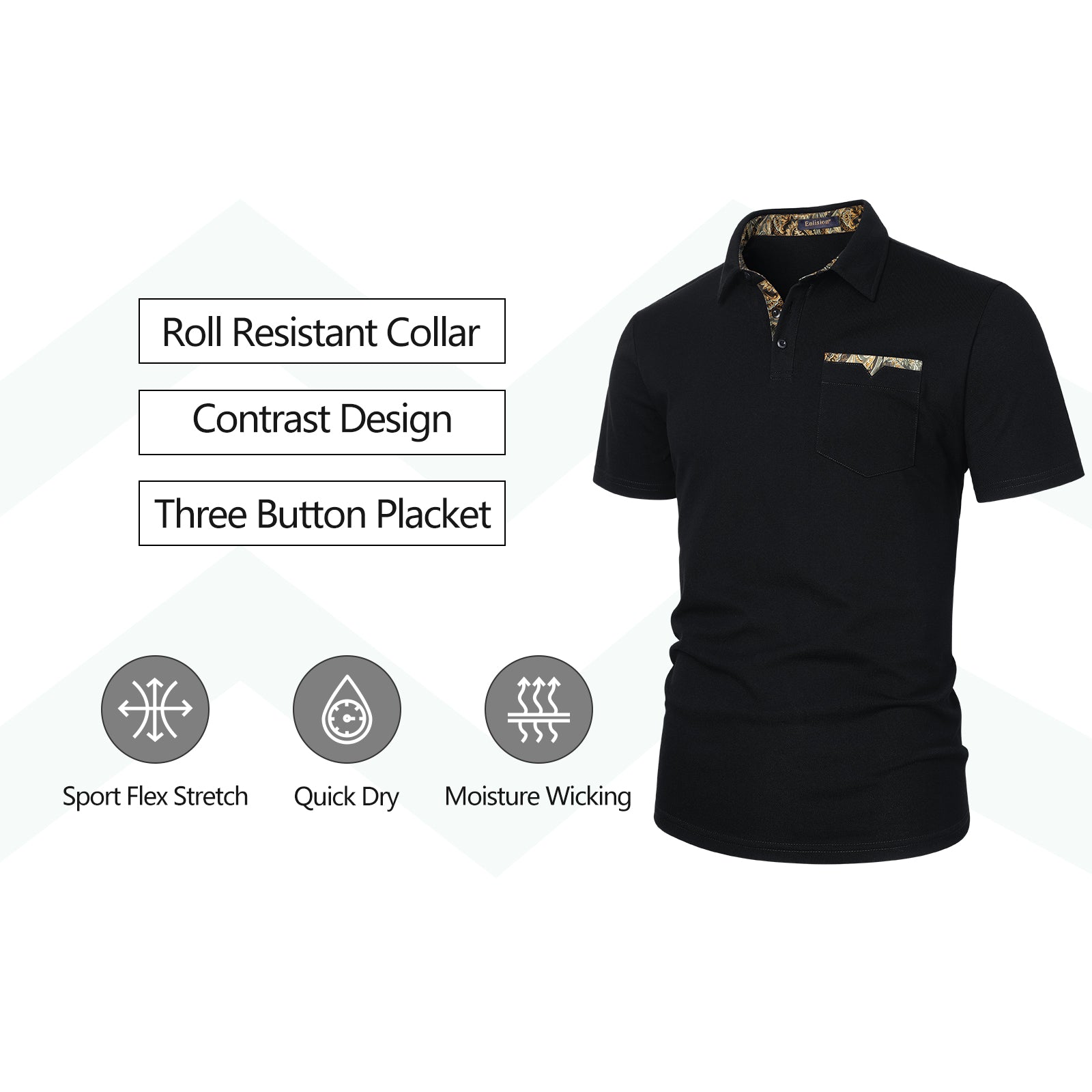 Polo Shirts Short Sleeve with Pocket - A4-BLACK2