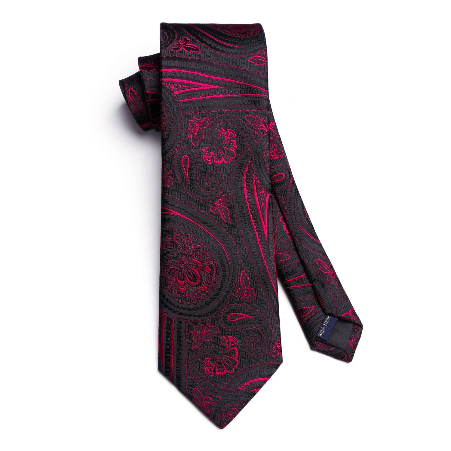 Paisley Tie Handkerchief Cufflinks - BURGUNDY-2
