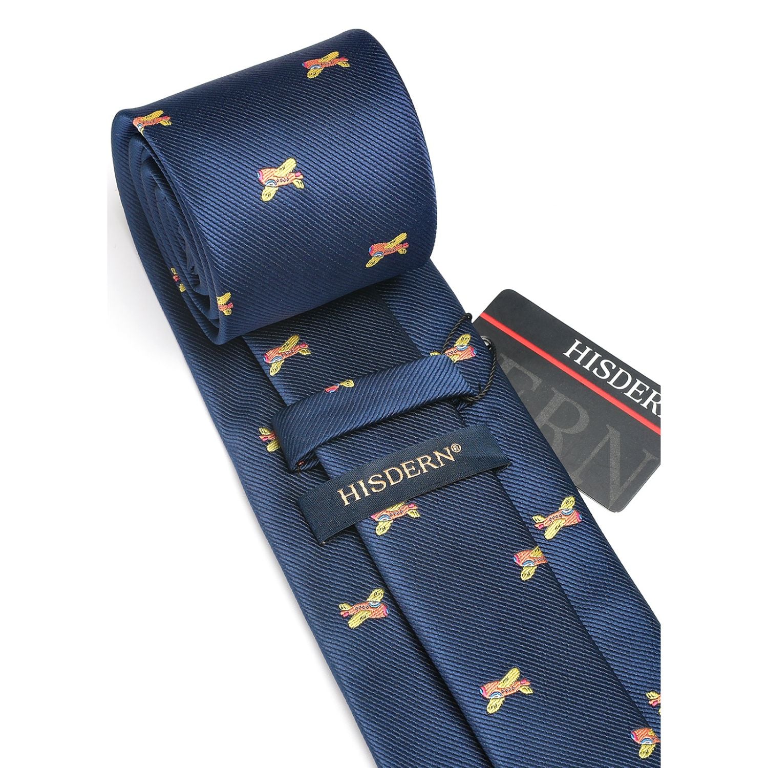 Airplane Tie Handkerchief Set - NAVY BLUE-3