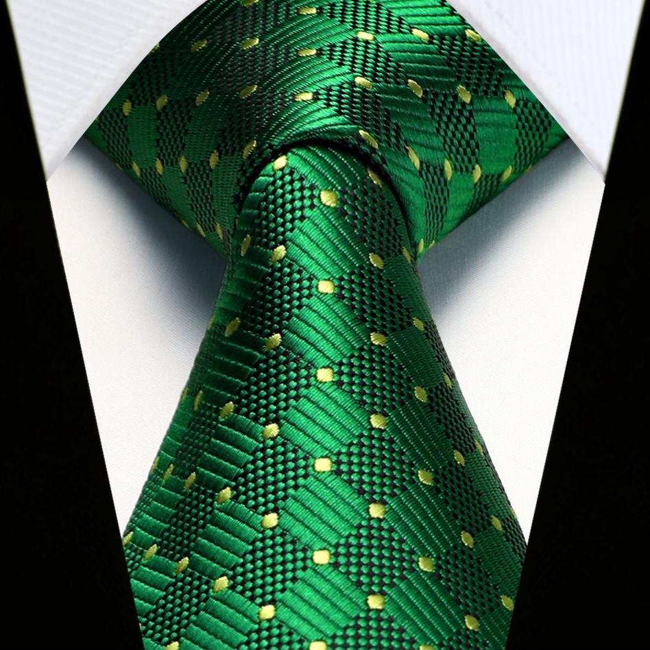 Plaid Tie Handkerchief Set - B-EMERALD GREEN