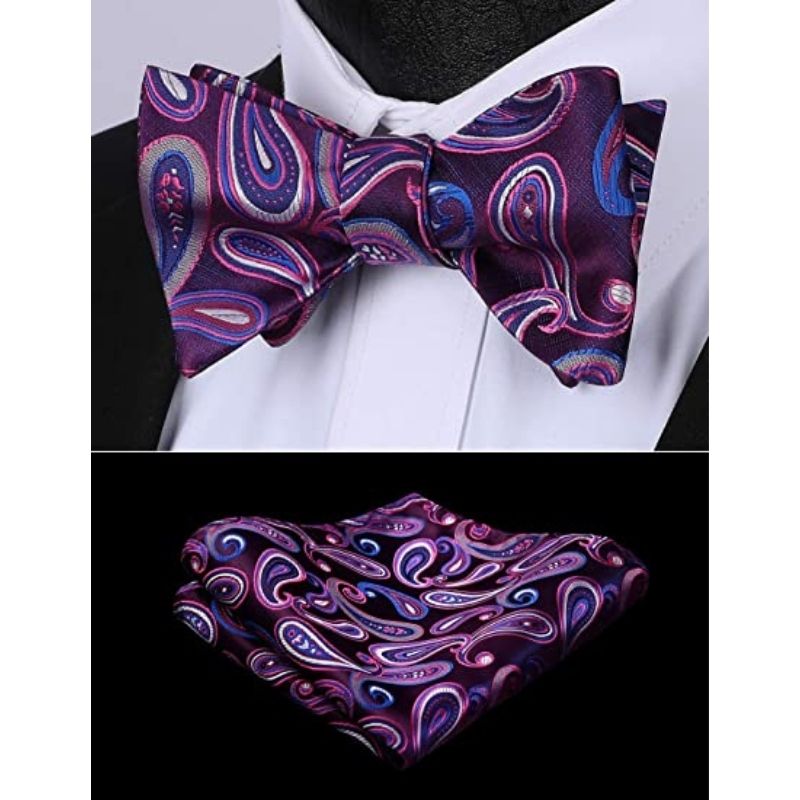 Paisley Bow Tie & Pocket Square - B-PURPLE/BLUE-2