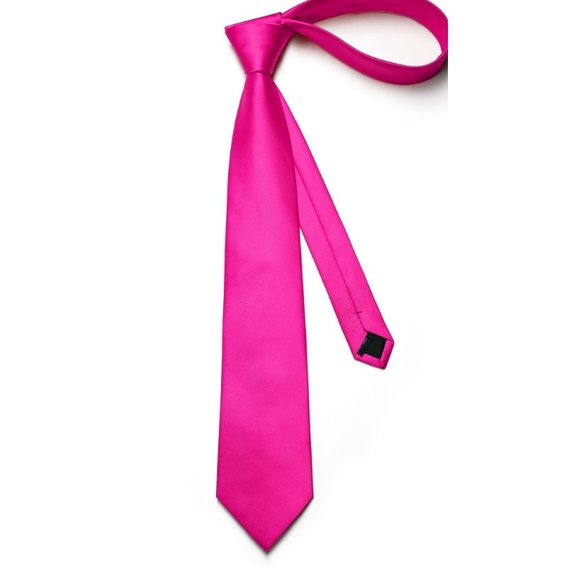 Solid Tie Handkerchief Set - A1-HOT PINK