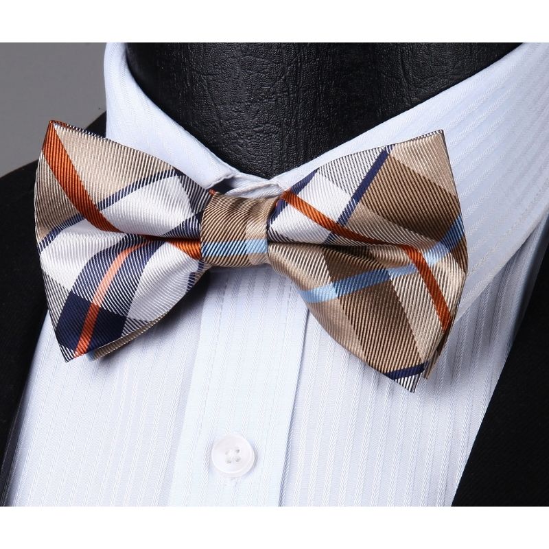 Plaid Suspender Pre Tied Bow Tie Handkerchief B3 Maroon