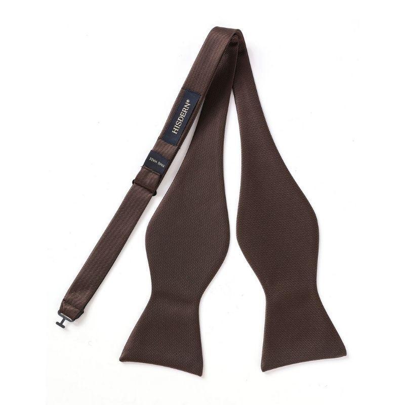 Solid Bow Tie & Pocket Square - H1-BROWN