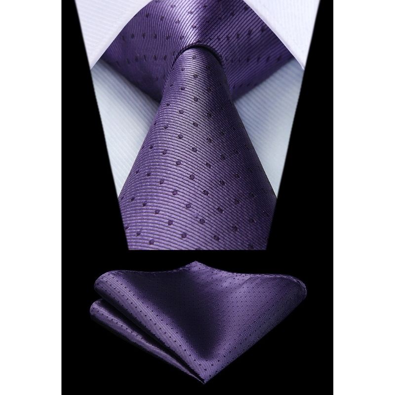 Polka Dot Tie Handkerchief Set - C-PURPLE 2