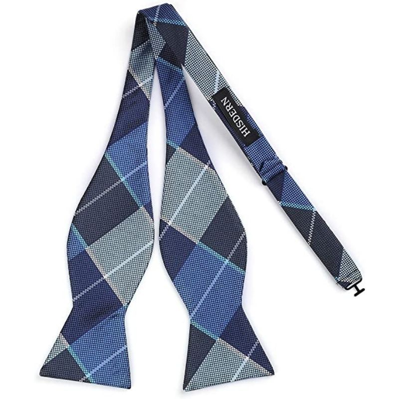 Plaid Bow Tie & Pocket Square - F-BLUE / NAVY BLUE