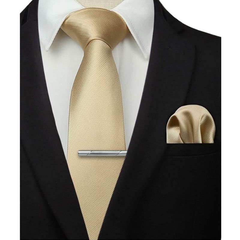 Solid Tie Handkerchief Clip - 02 CHAMPAGNE