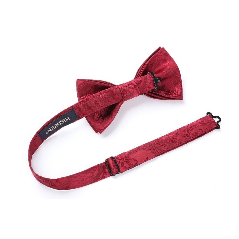 Paisley Pre-Tied Bow Tie & Pocket Square - BURGUNDY