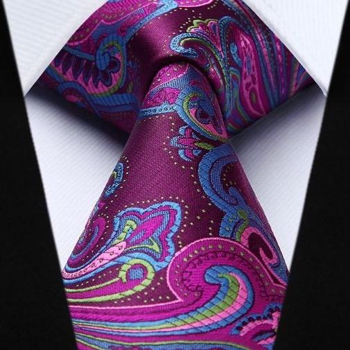 Paisley Tie Handkerchief Set - A12-HOT PINK/BLUE