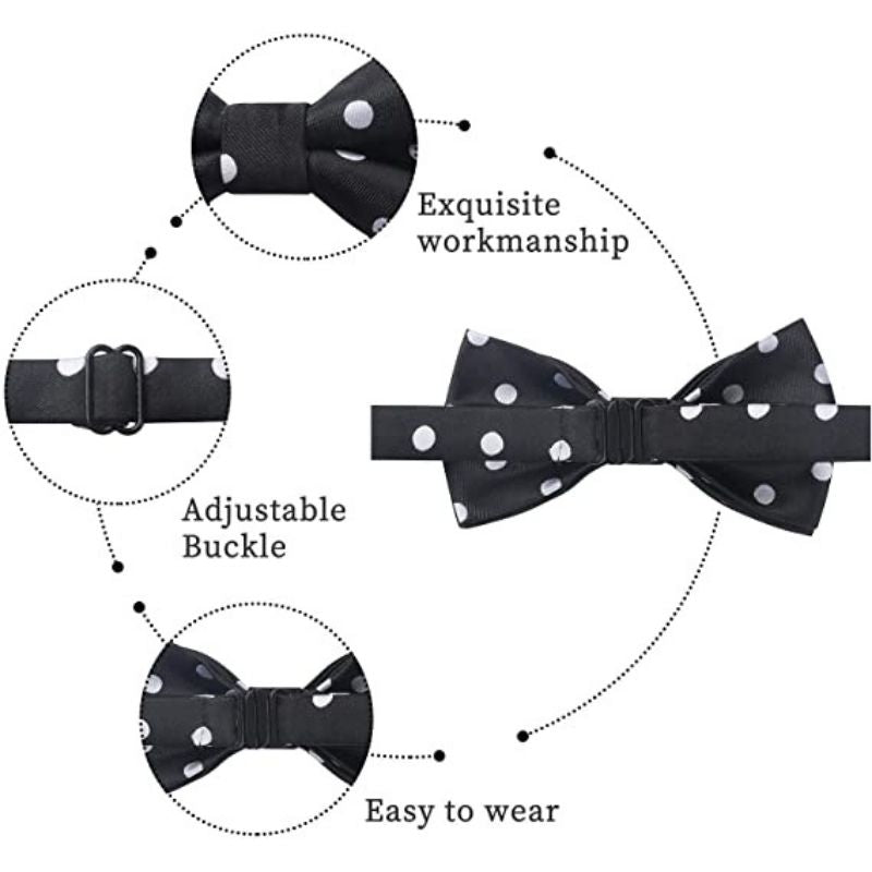 Polka Dot Pre-Tied Bow Tie for Boy - BLACK/WHITE 2